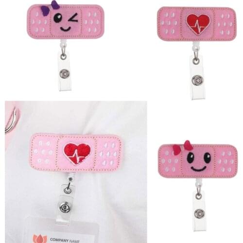 3Pcs Retractable Badge Holder Felt Nurse ID Badge Reel Holder Felt Bandage Badge Reel with Alligator Clips for Women