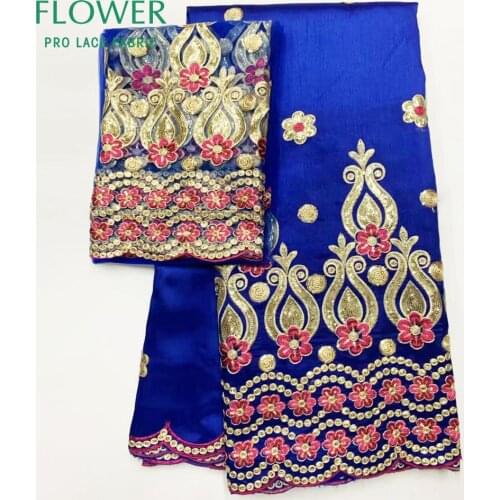 African Nigerian George Lace Fabrics With Net Laces Blouse High Quality Inidan Sequined Embroidered George Silk Laces Material