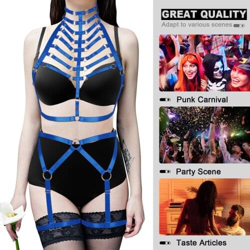 Bdsm Sexy Full Body Harness Belt Bondage Lingerie Women Punk Chest Straps Bra With Garter Slim Underwear Belts Bikini Party Rave