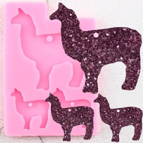 Shiny Llama Silicone Keychains Mold Animal Camel Key Chain Pendant Clay DIY Jewelry Making Epoxy Resin Molds