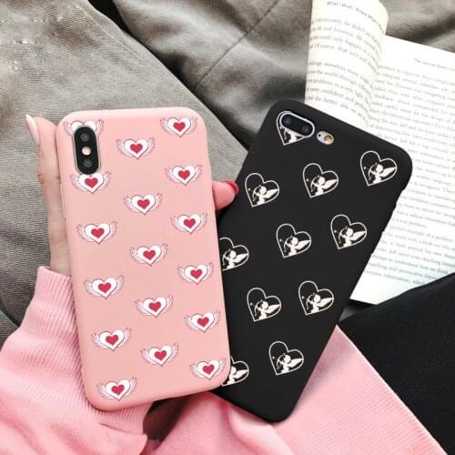 Angel Baby Heart Pattern Phone Case For iphone 6s 7 8 Plus SE 2020 11 12 Pro Max X XS MAX XR Soft Silicone Love Cover Fundas