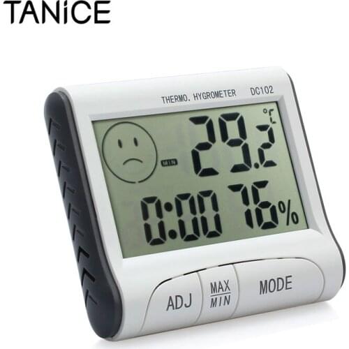 TANiCE Home Thermometer Hygrometer Timer Alarm Clock Indoor Temperature And Humidity Measurement Tool With Large LCD Display
