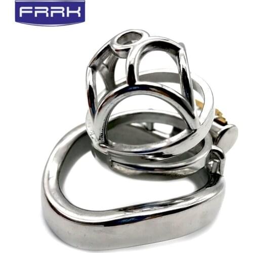 FRRK07C, Pop Openwork Pattern Chastity Device, Stainless Steel Penis Cage, Male Chastity Belt, Penis Ring, Bondage, Sex Toy Lock