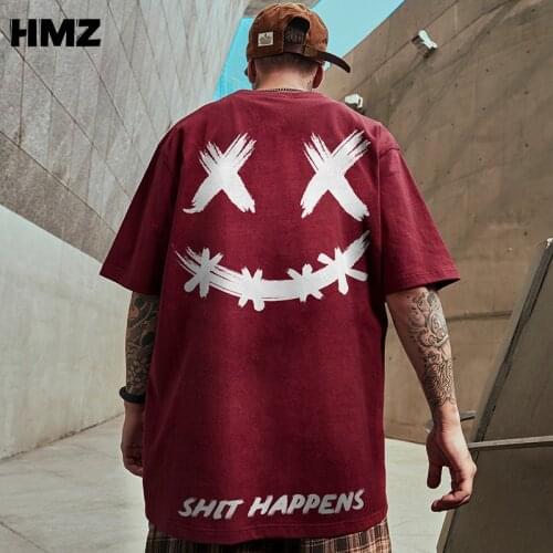 HMZ Oversized T Shirt Men Summer Loose Casual Lifestyle Wear T-shirt Male Streetwear Tee Hip Hop Men Tops Cotton Mens Clothes