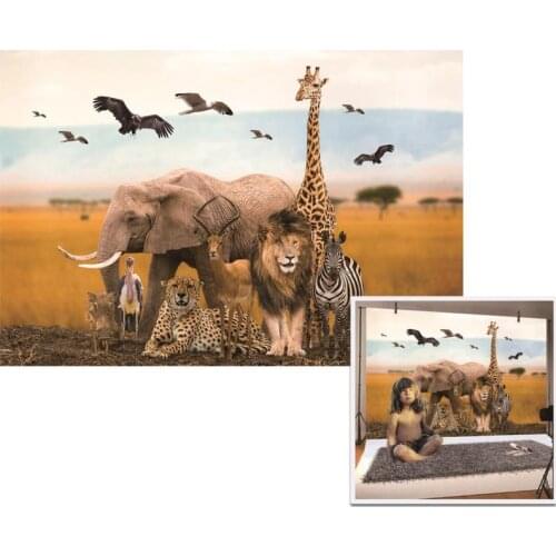 HUAYI Photography Backdrops Birthday Photo Backdrop Baby Shower Jungle Safari Wild Animals Party Decor Banner Background W-2039