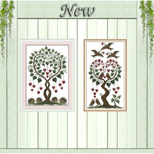 Love tree scenery cartoon decor painting counted printed on the canvas DMC 11CT 14CT kits Cross Stitch embroidery needlework Set