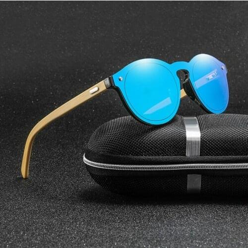 Round Bamboo Wooden Sunglasses for Women Men Driver Goggles Bamboo Retro Sun Glasses Shades for Male Mirror Glasses UV400