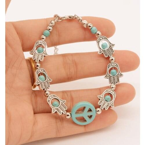 2019 Hot Anti-war Peace Sign Fatimas Palm Inlaid Bracelet Mothers Day Gift charm bracelet gifts couple bracelet