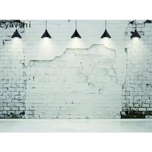 Lyavshi white broken Brick Wall Wood Floor Pictorial vinyl Cloth Customized Photography Backdrop Background Studio Prop
