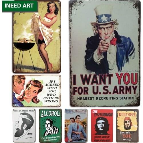 Retro Movie Metal Wall Decor Tin Sign Vintage Pin Up Girl Decorative Wall Poster Home Wall Stickers Room Decoration