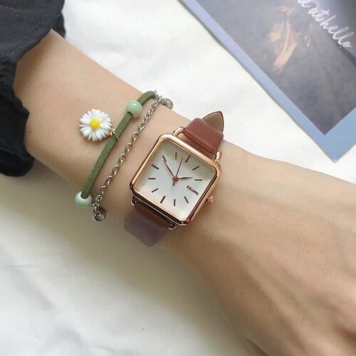 Minimalist Square Women Quartz Watches Qualities Ladies Leather Wristwatches Ulzzang Fashion Brand Simple Female Watch Gifts