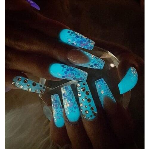 Fashion Ultrafine Fluorescent Nail Powder Neon Phosphor Colorful Nail Art Glitter Pigment Glow Luminous Dust Decorations