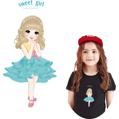 Cartoon Girls Patches For Clothes Heat Transfer For Clothing Thermal Stickers Flower Animal Patches Iron On Transfer On clothes