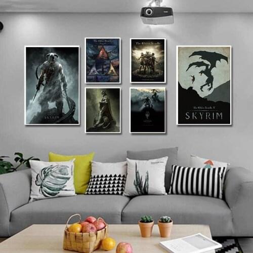 Skyrim Classic Game Canvas Posters And Prints Wall Art Canvas Paintings Pictures Living Room Home Decoration