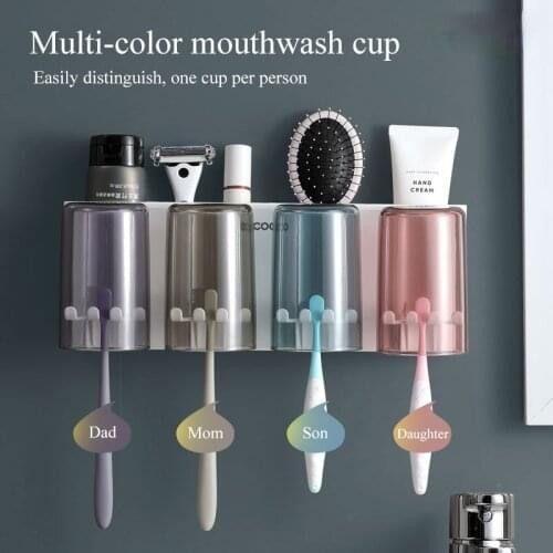 Wall Mount Toothbrush Holder Automatic Toothpaste Squeezer Dispenser Multi-Functional Bathroom Washing Sets Organizer Rack Clean