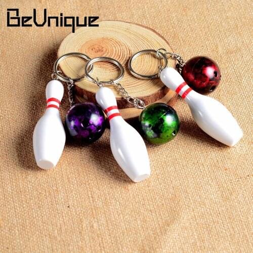 Novelty Creative Bowling Keychain Bowling pendant Keyholders colorful Lovely sport keychain simulation sport fans gift Wholesale