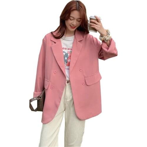 NEW Fashion Summer Thin Blazer Women Casual Tops Long sleeve Double breasted Clothes Suit Loose Coat Solid Blazer Outerwear 3380