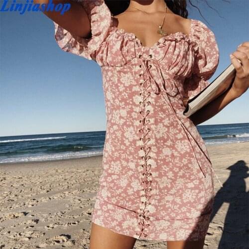 Sexy Package Hips Mini Bodycon Dress Summer Off Shoulder Floral Print Stretchy Ruched Party Dress Hot Korean Vestidos