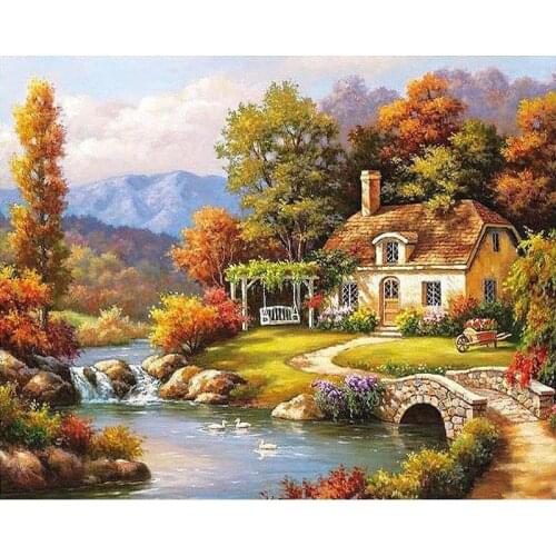Scenery Paintings Canvas Landscape Color By Number Of Adults Oil Drawing HandPainted Picture By Number Kits Home Decor Art Gift