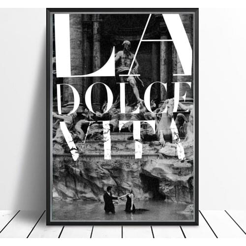 La Dolce Vita (1960) Poster Comedy-Drama Film Wall Decor Print Marcello Mastroianni Anita Ekberg Art Gift