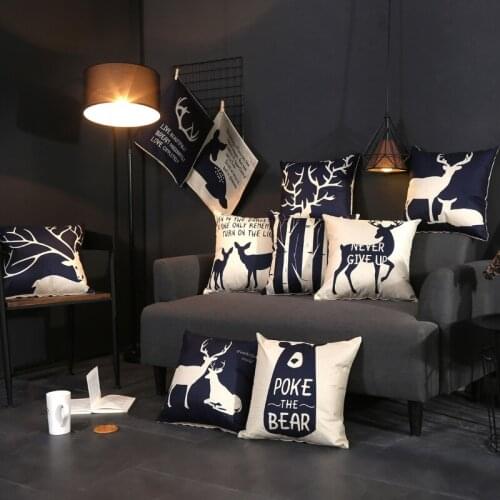 New Nordic Style Simple Deer Pillow Cushion Linen Style Cartoon Car Bedroom Living Room Office Pillow With Pillow Core