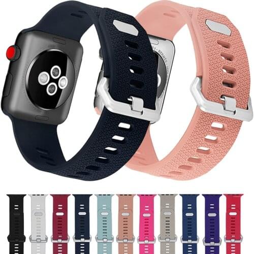 Sport Silicone Watch Band Strap for Apple Iwatch 5 Band 42 38mm Replacement Bracelet for Iwatch Series 5/4/3 44 40mm Breathable