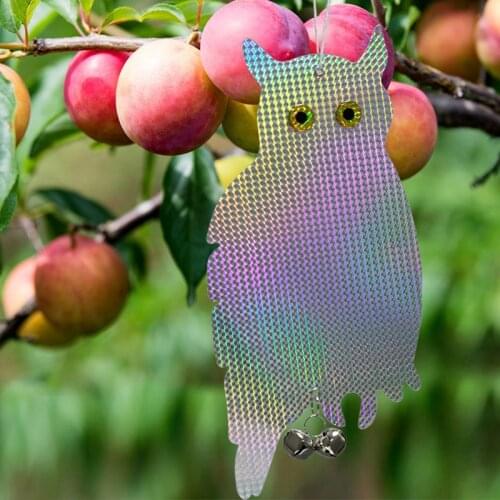 Garden Laser Reflective Fake Owl Supplies Hanging Reflective Owl Scarecrow Scares Bird Pigeons Woodpecker Repellent Birds