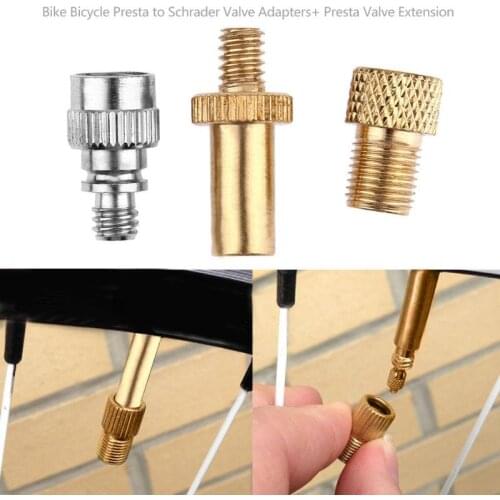 3pcs/set Bike Bicycle Presta to Schrader Valve Adapters Presta Valve Extension Aluminum Alloy Cycling Bicycle Accessories