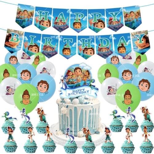 Movie Disney Pixar Luca Birthday Party Balloons Toy Set Birthday Banner Sea Monster Foil Balloon Kids Boy Girl Party Decoration