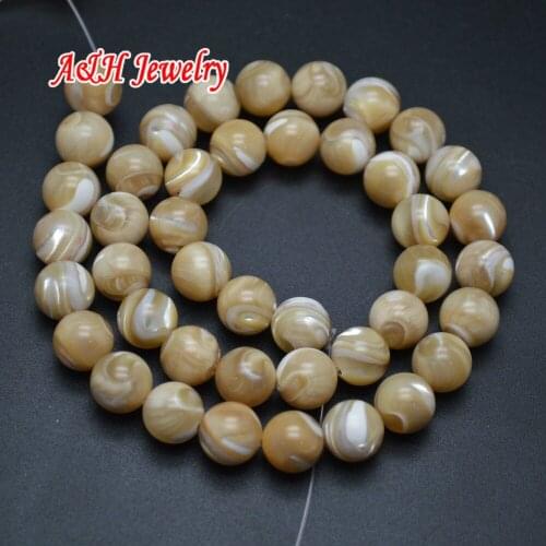 High Quality Yellow Color Natural Trochidae 6~10mm Round Beads 16'' Fashion Jewelry Making Materials 5strand/lot