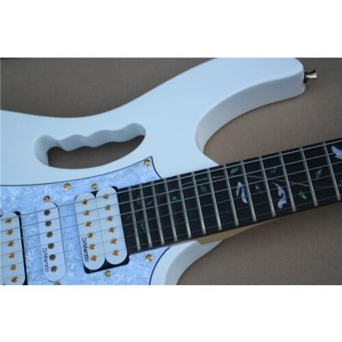 Top quality white electric guitar 21 to 24 frets well scalloped guitar all gold hardware free shipping 7 guitar 10yue