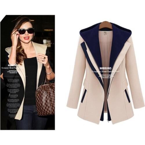 Winter Womens Jacket fake two Pieces color matching zipper Small Suits Split type coat caps , Women hooded clothes stitching