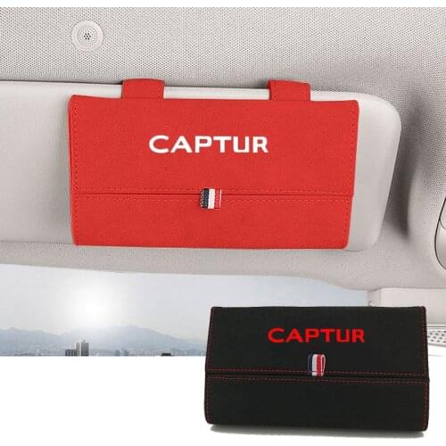 1pc Auto Accessories for Renault Captur Flocking Auto Sunglasses Case Holder Organizer Car Glasses Box Storage Holder