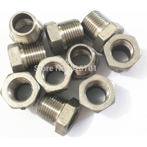 10pcs 3/8" Male x 1/4" female BSPT Steel thread Reducer Bushing Pipe Fitting
