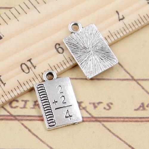 10pcs Charms Study Math Book 17x10mm Tibetan Silver Color Pendants Antique Jewelry Making DIY Handmade Craft