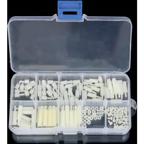 M2NH2 M2 Nylon Screw White Hex Screw Nut Nylon PCB Standoff Assortment Kit 140Pcs