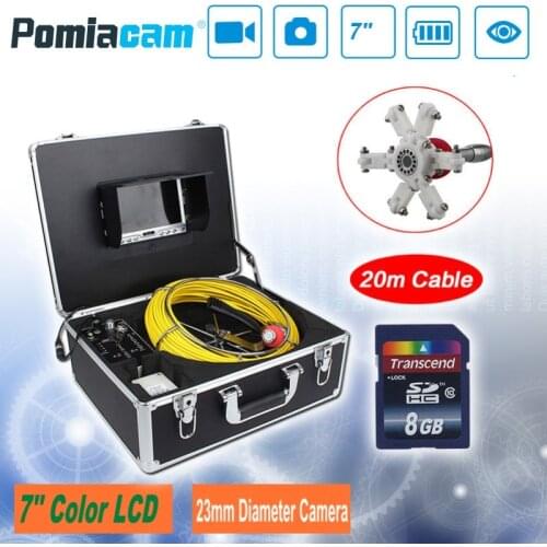 20M Sewer Waterproof Video Camera 7D1 7" LCD 23MM Drain Pipeline Plumbing Inspection Camera DVR Pipeline Endoscope Camera 12 Led