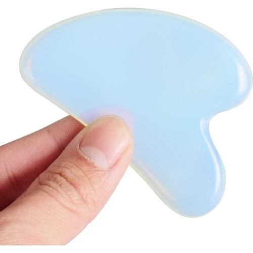 2021 Handmade Guasha Board Opalite Stone Scraper Massage Tool For Neck Back Body Pressure Therapy High Quality Opal Guasha Board