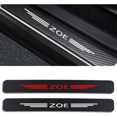 4pcs Auto Stickers Door Threshold Vinyl Protector For Renault ZOE Car Door Sill Scuff Plate Guard Carbon Fiber Decor Accessories