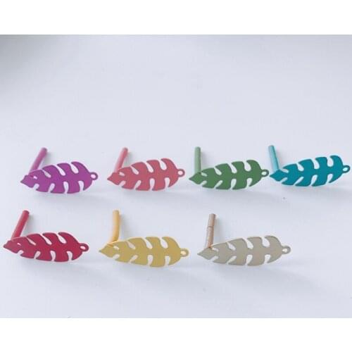 DIY jewelry accessories wholesale simple iron spray paint leaves matte summer small fresh earrings accessories