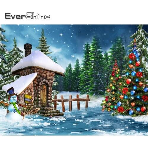 Evershine DIY 5D Diamond Painting Winter Full Layout Diamond Embroidery House Landscape Cross Stitch Kit Mosaic Christmas Gifts