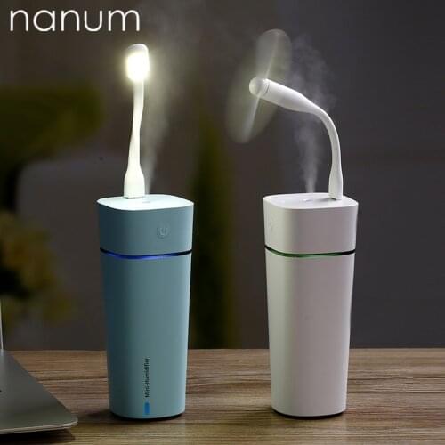 3 in 1 M11 Cup Humidifier Essential Oil Diffuser Aroma Lamp Aromatherapy LED Night Light USB Fan Air Freshener