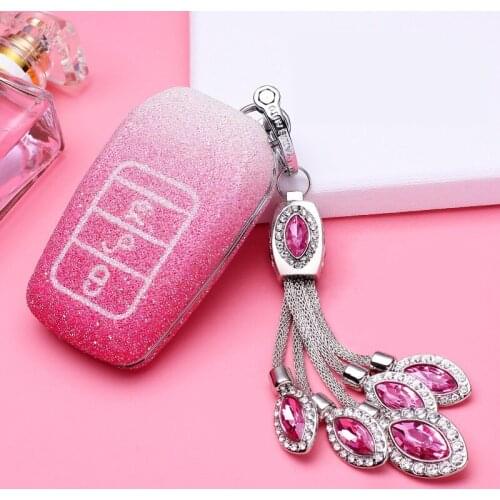 Car Key Case for Toyota 2019 Prado Highlander Crown 8th Gen Camry Crystal Key Shell Colorful Keychain For Girls car accessories