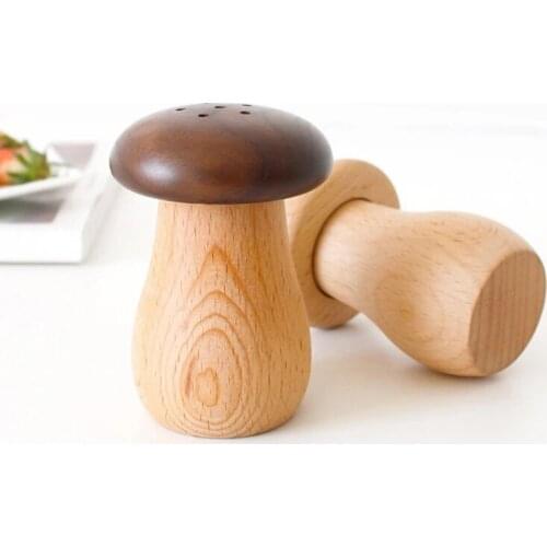 Japanese Style Wooden Black Walnut Cute Household Small Mushroom Toothpick Holder Wooden Toothpick Bucket Storage Toothpick Box