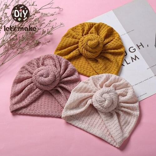 Baby Turban New Solid Waffle Crochet Knit Baby Hat Infant Toddler Newborn Baby Cap Bonnet Beanies Headwraps Baby Hair Accessorie