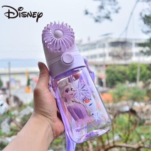Disney children summer water cup with straw small fan creative kindergarten students to school special water bottle