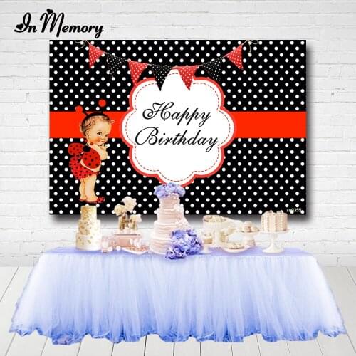 InMemory Red Black White Polka Dots Photography Backgrounds Baby Shower Kids Birthday Party Backdrops Photo Studio Customized