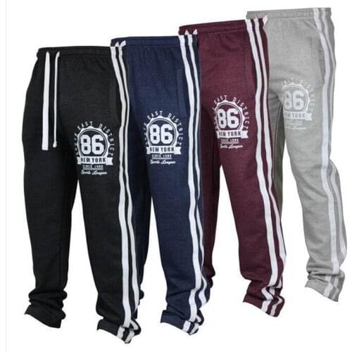 HOT 2019 Outdoor Mens sport fitness pants Mens hip-hop stripe euramerican style loose harem Printed Jogging Running sweatpants