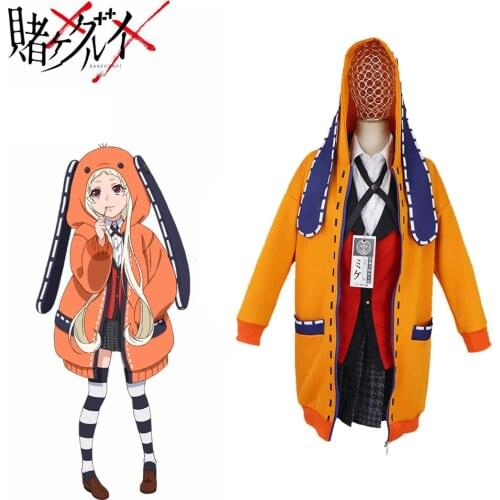Anime Kakegurui betting Compulsive Gambler Runa Yomozuki Cosplay Costume Runa Yomozuki Cute Hoodie Coat Jacket Cosplay Costume