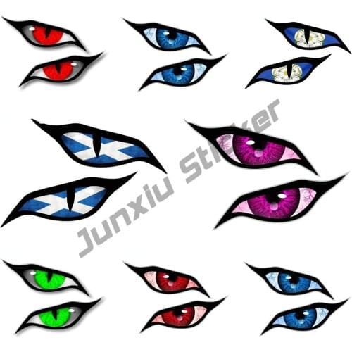Creative Sticker Evil Yellow Eyes RV Motorcycle Car Stickers Occlusion Scratch Sticker Waterproof Windshield VAN Anime Decal